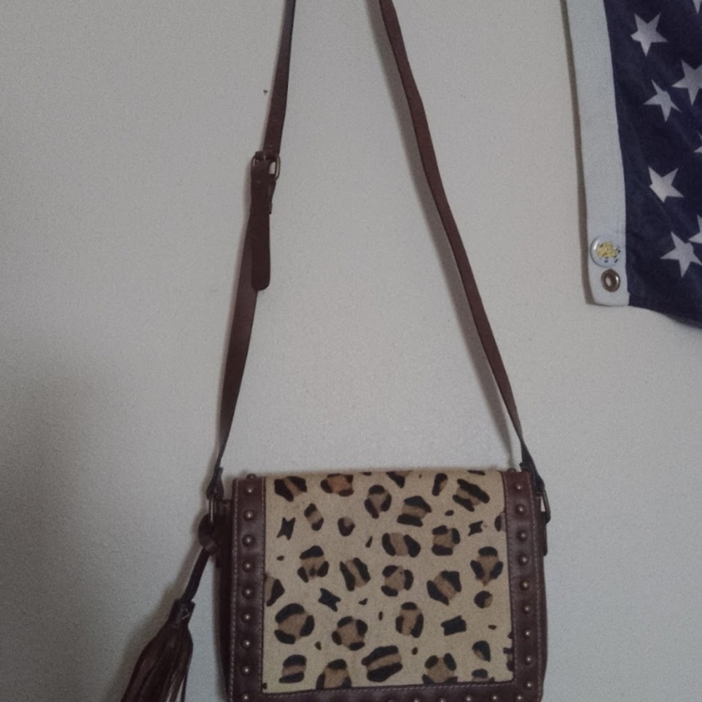Ariat Animal Print Crossbody Bag with Brown Accents